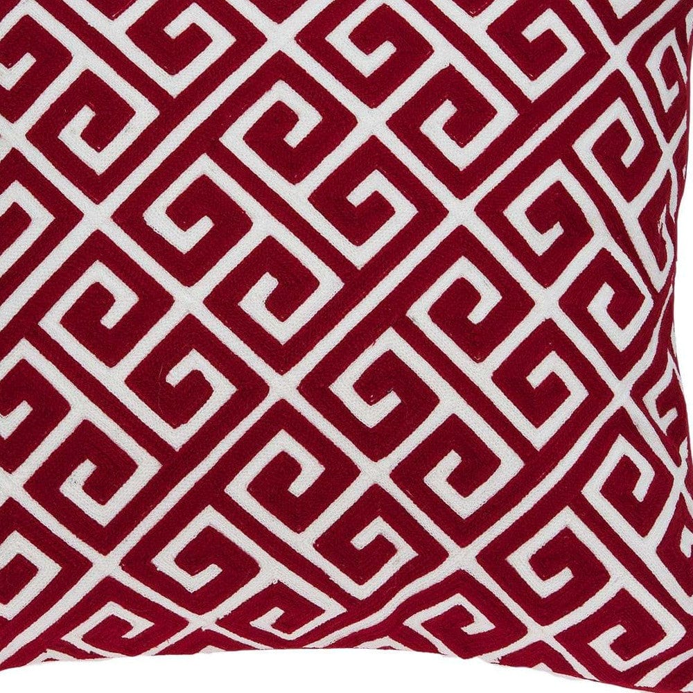 20" X 7" X 20" Transitional Red And White Cotton Pillow Cover With Poly Insert - Homeroots - Flyclothing LLC