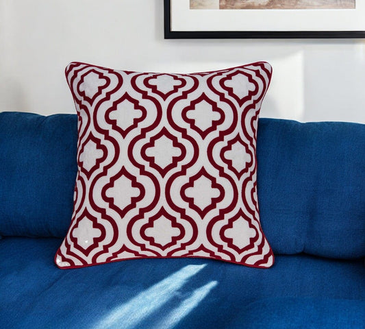 20" X 7" X 20" Transitional Red And White Accent Pillow Cover With Poly Insert - Homeroots