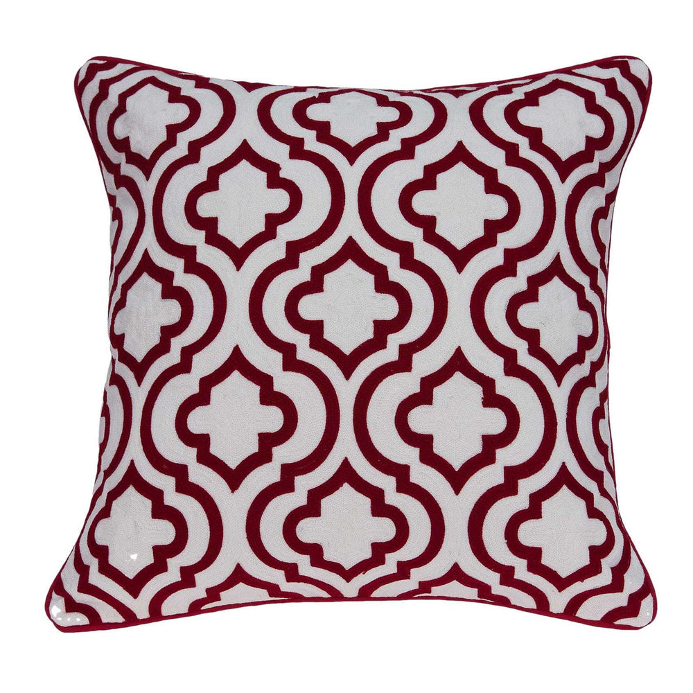 20" X 7" X 20" Transitional Red And White Accent Pillow Cover With Poly Insert - Homeroots - Flyclothing LLC
