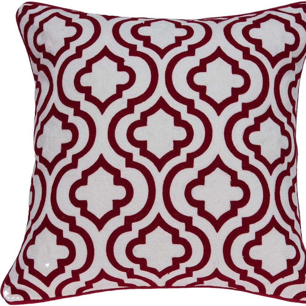 20" X 7" X 20" Transitional Red And White Accent Pillow Cover With Poly Insert - Homeroots - Flyclothing LLC