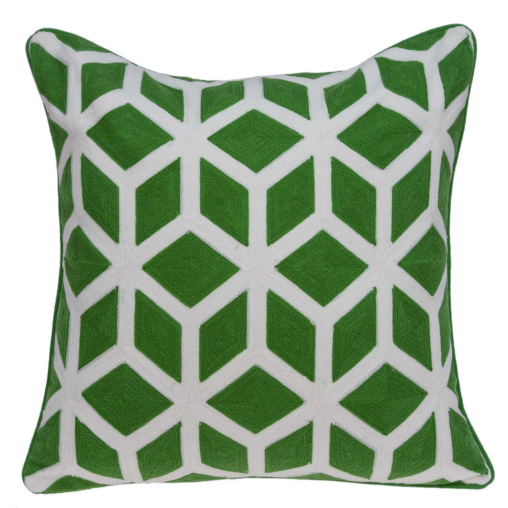 20" X 7" X 20" Transitional Green And White Pillow Cover With Poly Insert - Homeroots - Flyclothing LLC