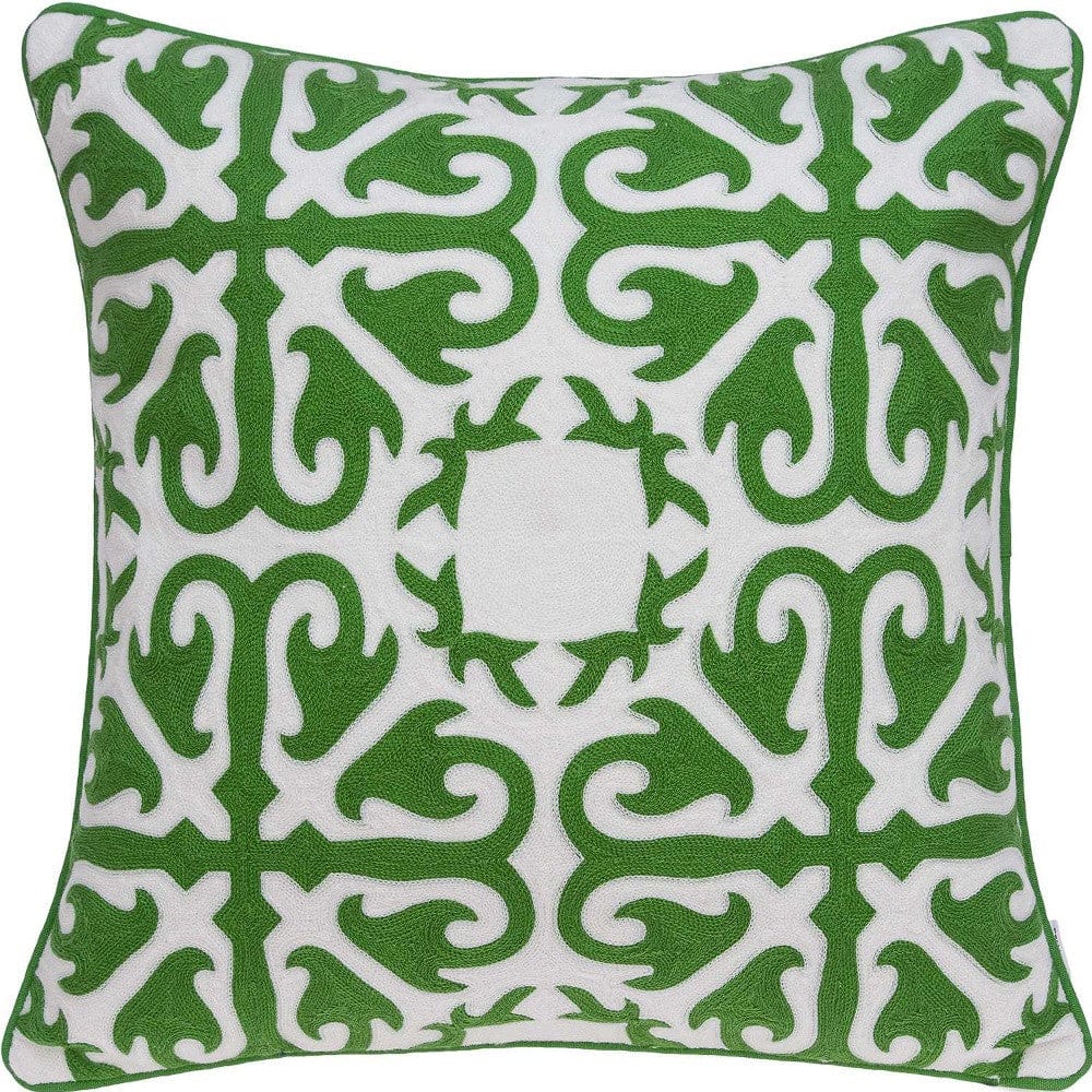 20" X 7" X 20" Traditional Green And White Accent Pillow Cover With Poly Insert - Homeroots - Flyclothing LLC