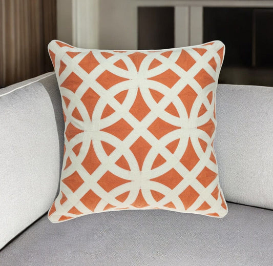 20" X 7" X 20" Transitional Orange Pillow Cover With Poly Insert - Homeroots