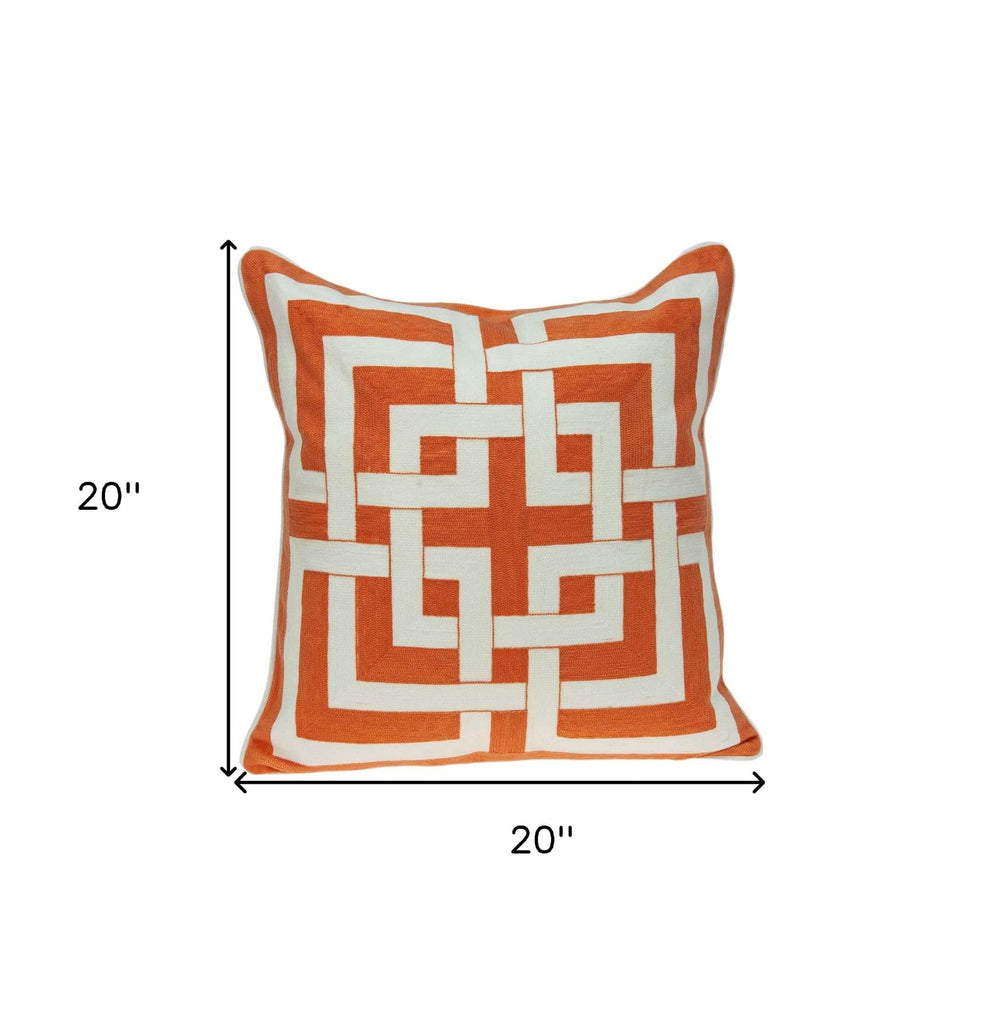 20" X 7" X 20" Transitional Orange And Off White Pillow Cover With Poly Insert - Homeroots - Flyclothing LLC