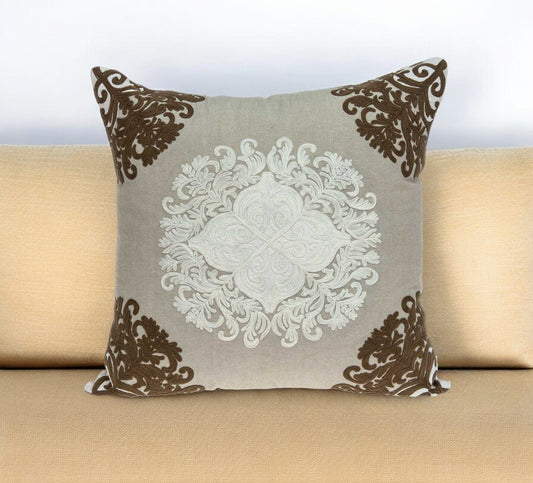 20" X 7" X 20" Traditional Beige Pillow Cover With Poly Insert - Homeroots