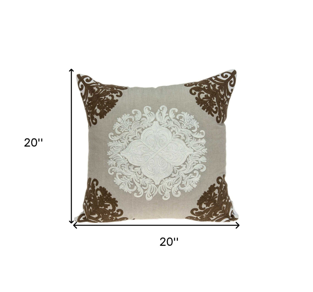 20" X 7" X 20" Traditional Beige Pillow Cover With Poly Insert - Homeroots - Flyclothing LLC