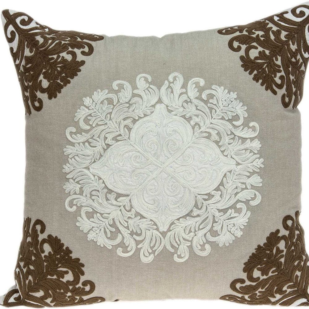 20" X 7" X 20" Traditional Beige Pillow Cover With Poly Insert - Homeroots - Flyclothing LLC