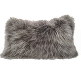 17" Grey Genuine Tibetan Lamb Fur Pillow With Microsuede Backing - Homeroots - Flyclothing LLC
