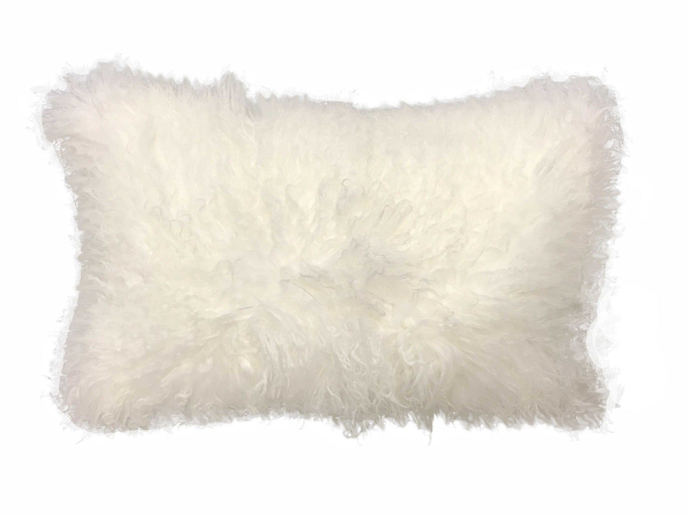 17" Bright White Genuine Tibetan Lamb Fur Pillow With Microsuede Backing - Homeroots - Flyclothing LLC