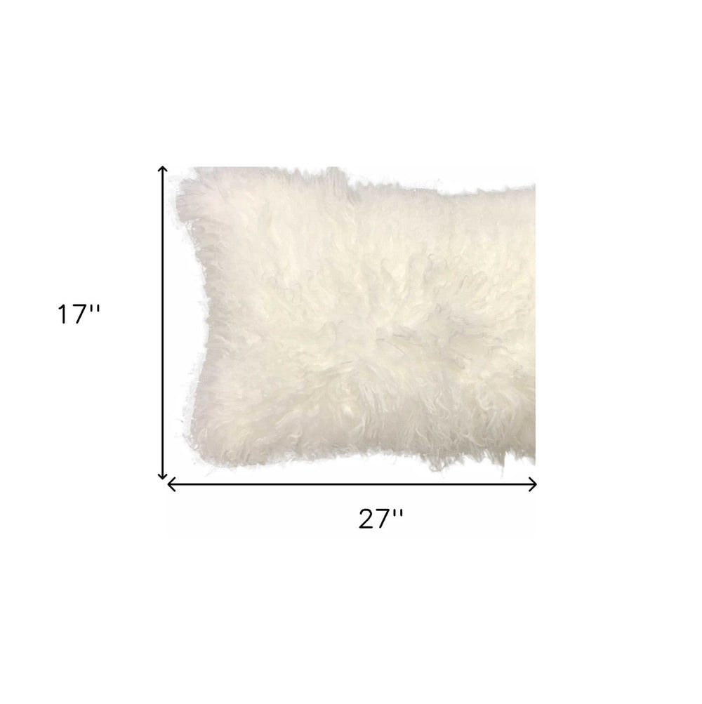 17" Bright White Genuine Tibetan Lamb Fur Pillow With Microsuede Backing - Homeroots - Flyclothing LLC