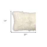 17" Bright White Genuine Tibetan Lamb Fur Pillow With Microsuede Backing - Homeroots - Flyclothing LLC
