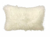 20" Creamy Genuine Tibetan Lamb Fur Pillow With Microsuede Backing - Homeroots - Flyclothing LLC