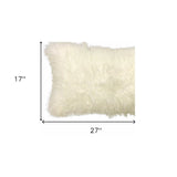 20" Creamy Genuine Tibetan Lamb Fur Pillow With Microsuede Backing - Homeroots - Flyclothing LLC