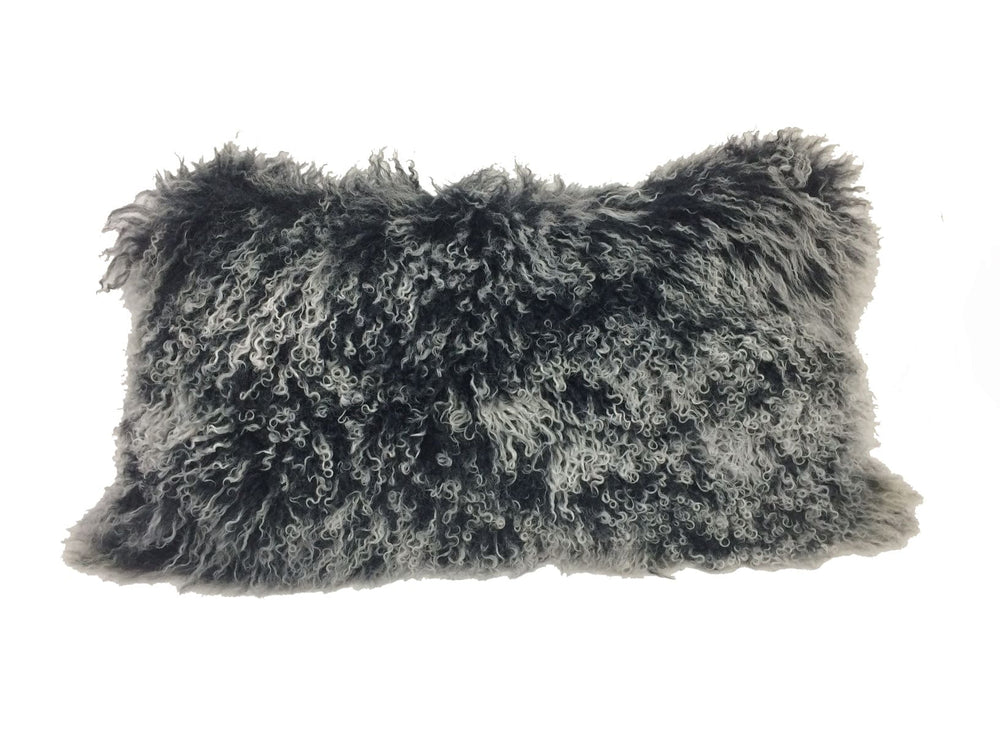 17" Black Genuine Tibetan Lamb Fur Pillow With Microsuede Backing - Homeroots - Flyclothing LLC