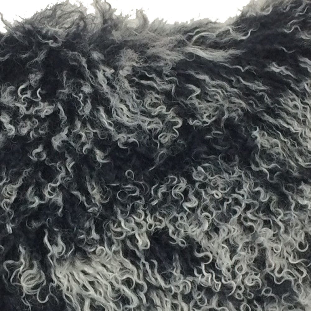 17" Black Genuine Tibetan Lamb Fur Pillow With Microsuede Backing - Homeroots - Flyclothing LLC
