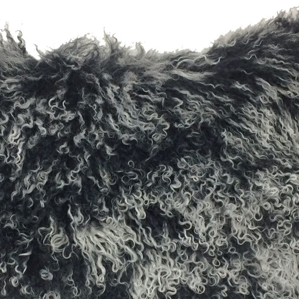 17" Black Genuine Tibetan Lamb Fur Pillow With Microsuede Backing - Homeroots - Flyclothing LLC