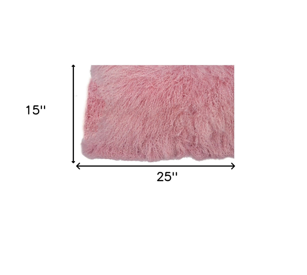 15" X 25" Pink Lambswool Down Throw Pillow - Homeroots - Flyclothing LLC