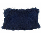 17" Navy Blue Genuine Tibetan Lamb Fur Pillow With Microsuede Backing - Homeroots - Flyclothing LLC