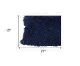17" Navy Blue Genuine Tibetan Lamb Fur Pillow With Microsuede Backing - Homeroots - Flyclothing LLC