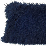 17" Navy Blue Genuine Tibetan Lamb Fur Pillow With Microsuede Backing - Homeroots - Flyclothing LLC