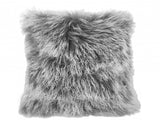 20" Grey Genuine Tibetan Lamb Fur Pillow With Microsuede Backing - Homeroots - Flyclothing LLC