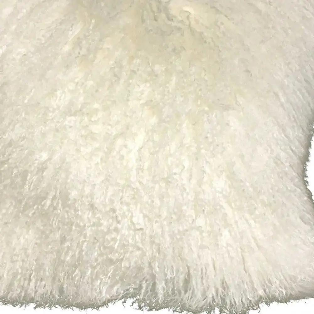 24" Creamy Genuine Tibetan Lamb Fur Pillow With Microsuede Backing - Homeroots - Flyclothing LLC
