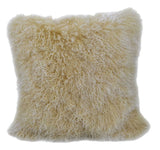 24" Gold Genuine Tibetan Lamb Fur Pillow With Microsuede Backing - Homeroots - Flyclothing LLC