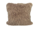 24" Beige Genuine Tibetan Lamb Fur Pillow With Microsuede Backing - Homeroots - Flyclothing LLC
