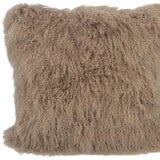 24" Beige Genuine Tibetan Lamb Fur Pillow With Microsuede Backing - Homeroots - Flyclothing LLC