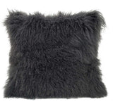 24" Charcoal Genuine Tibetan Lamb Fur Pillow With Microsuede Backing - Homeroots - Flyclothing LLC