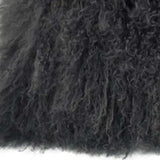 24" Charcoal Genuine Tibetan Lamb Fur Pillow With Microsuede Backing - Homeroots - Flyclothing LLC