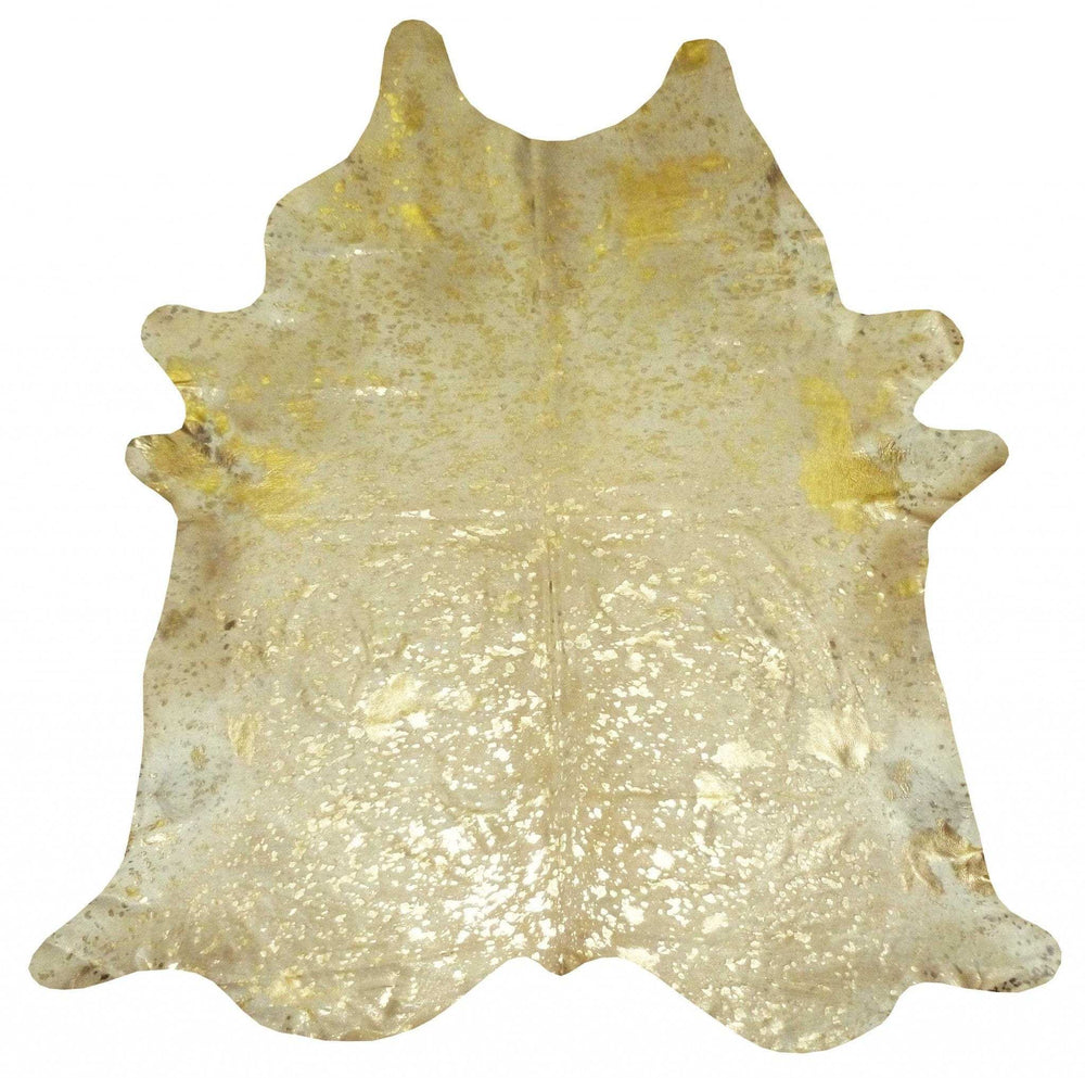 6 Ft Gold Devore Brindled Cowhide Rug - Homeroots - Flyclothing LLC