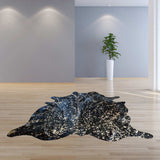 6 Ft Gold Devore On Black Stenciled Cowhide Rug - Homeroots - Flyclothing LLC