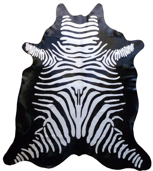 6 Ft Stenciled Reverse Zebra Cowhide Rug - Homeroots - Flyclothing LLC