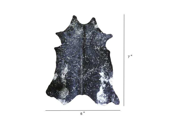 6 Ft Silver Devore On Black Stenciled Cowhide Rug - Homeroots - Flyclothing LLC