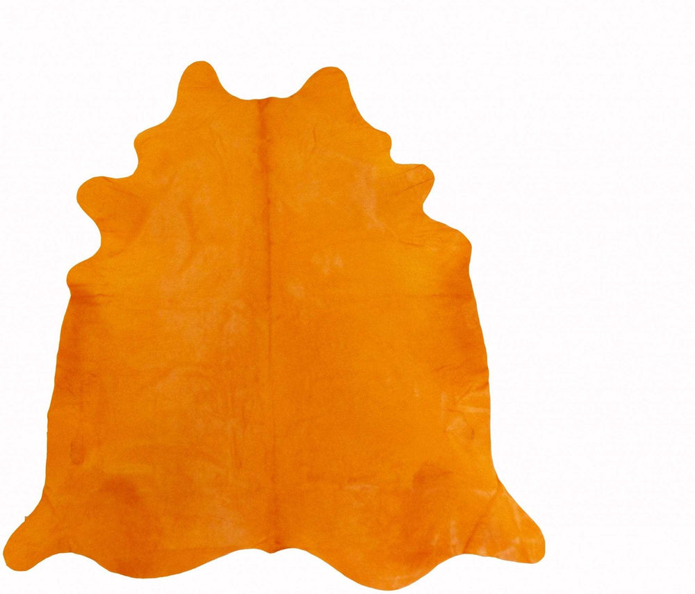 6 Ft Vibrant Orange Stenciled Cowhide Rug - Homeroots - Flyclothing LLC