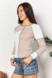 Double Take Color Block Exposed Seam Top - Trendsi - Flyclothing LLC