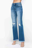 bytos Full Size Raw Hem Distressed High Rise Bootcut Jeans - Trendsi - Flyclothing LLC