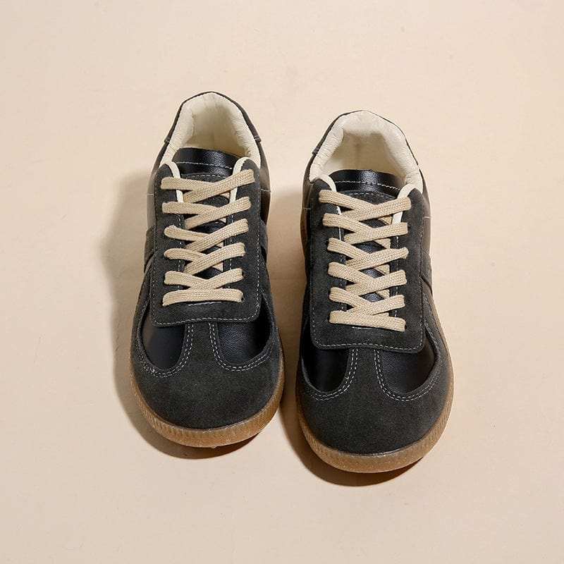 Lace Up Round Toe Flat Sneakers - Trendsi - Flyclothing LLC