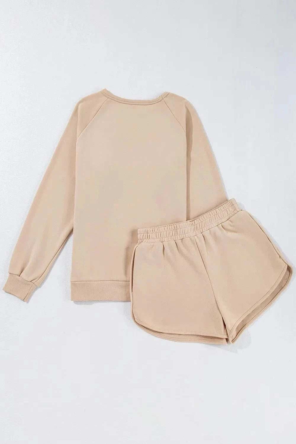 Full Size Contrast Striped Round Neck Top and Shorts Set - Trendsi - Flyclothing LLC