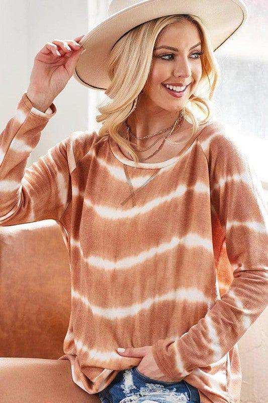 BiBi Tie Dye French Terry T-Shirt With Side Slits - Trendsi - Flyclothing LLC