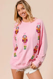 BiBi Sequin Nutcrackers Embroidery Christmas Sweatshirt - Trendsi - Flyclothing LLC