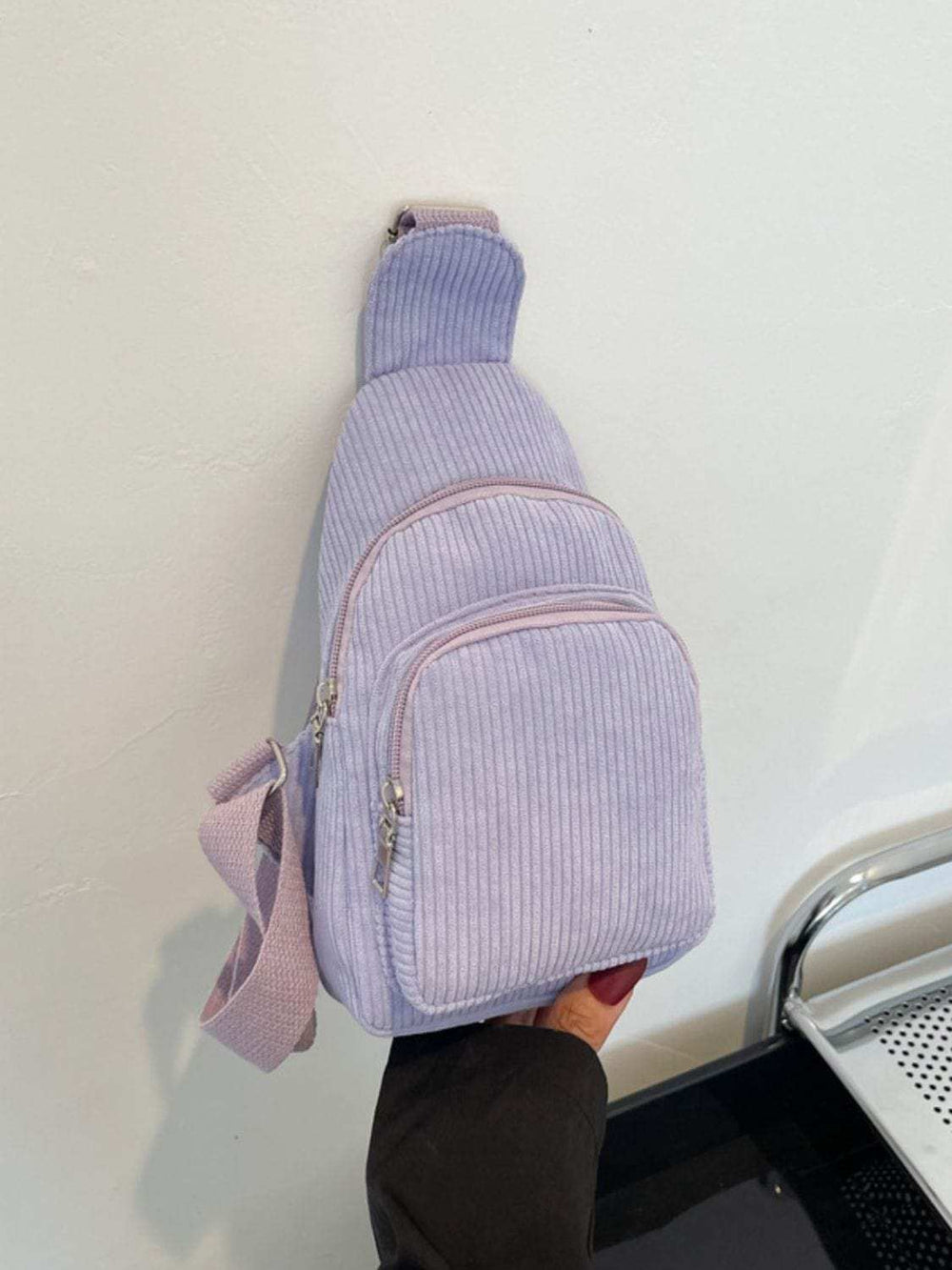 Corduroy Solid Color Crossbody Bag - Trendsi - Flyclothing LLC