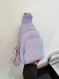 Corduroy Solid Color Crossbody Bag - Trendsi - Flyclothing LLC