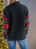 Santa Mock Neck Long Sleeve Sweater - Trendsi - Flyclothing LLC