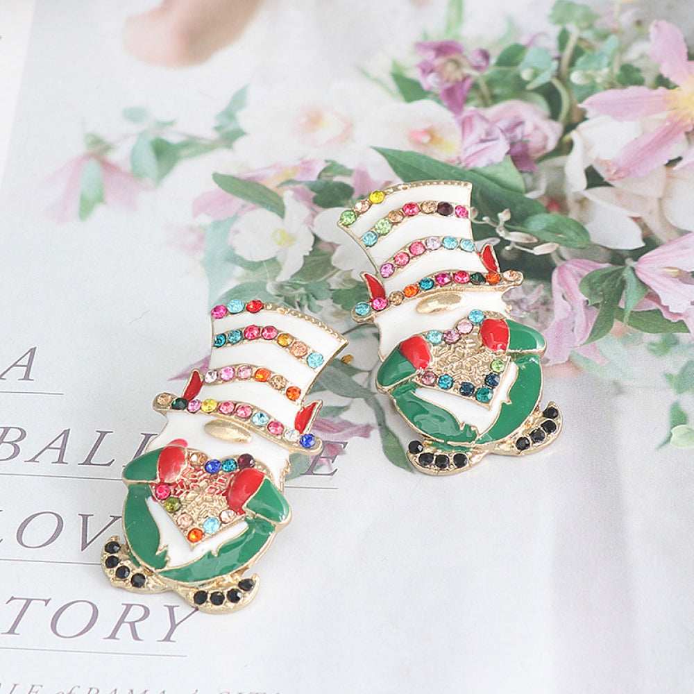 Rhinestone Alloy Santa Earrings - Trendsi - Flyclothing LLC