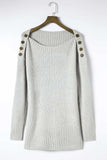 Side Slit Boat Neck Long Sleeve Sweater - Trendsi - Flyclothing LLC