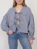Tied Flounce Sleeve Blouse - Trendsi - Flyclothing LLC