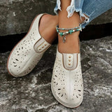 Round Toe Cutout Slip-Ons - Trendsi - Flyclothing LLC