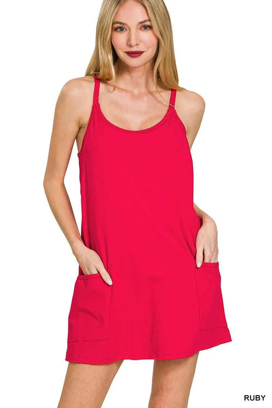 Zenana Cami Mini Dress with Built-in Romper Liner - Trendsi - Flyclothing LLC